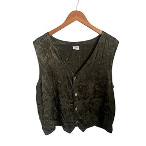 CP Shades Sausalito Floral Olive Green Lagenlook Sleeveless Vest Top Size Medium